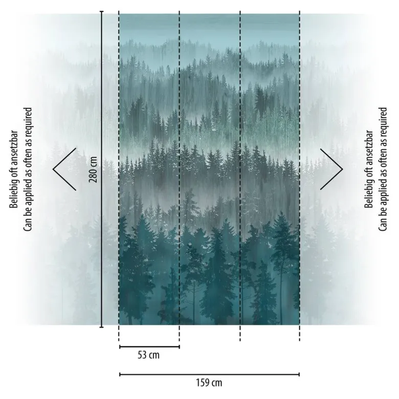 Livingwalls Fototapete Natur grau petrol blau B/L: ca. 280x159 cm