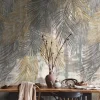 Livingwalls Fototapete Palmenblätter grau beige gold B/L: ca. 280x159 cm