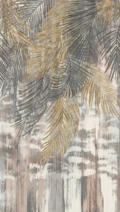 Livingwalls Fototapete Palmenblätter grau beige gold B/L: ca. 280x159 cm