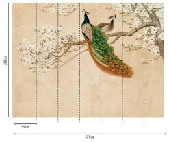 Livingwalls Fototapete Pfau orange beige weiß B/L: ca. 280x371 cm
