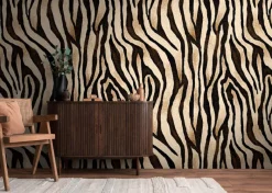 Livingwalls Fototapete Streifen schwarz braun beige B/L: ca. 280x159 cm