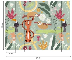 Livingwalls Fototapete Tiere orange bunt grün B/L: ca. 280x371 cm