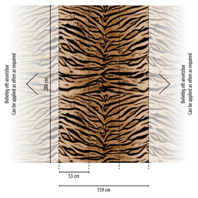 Livingwalls Fototapete Tigerstil braun schwarz B/L: ca. 280x159 cm