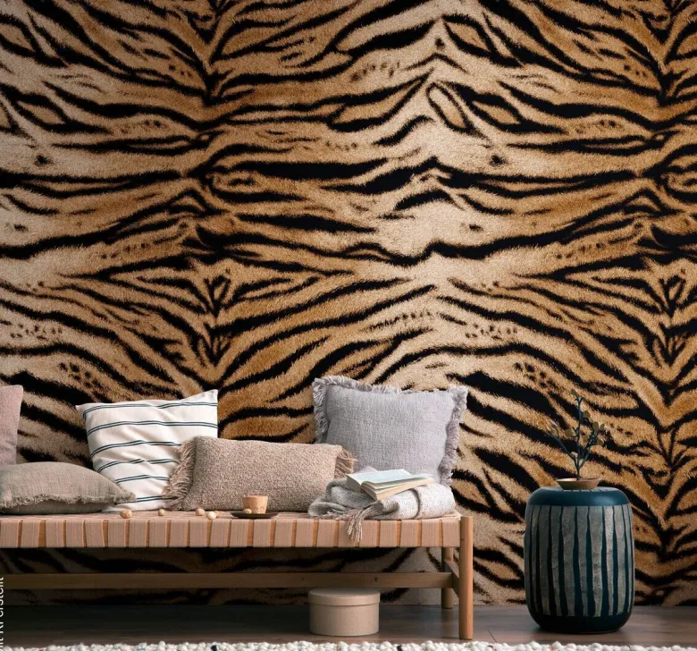 Livingwalls Fototapete Tigerstil braun schwarz B/L: ca. 280x159 cm