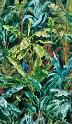 Livingwalls Fototapete Tropical Flair blau braun grün B/L: ca. 280x159 cm