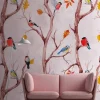 Livingwalls Fototapete Zweige braun rosa gelb B/L: ca. 280x159 cm