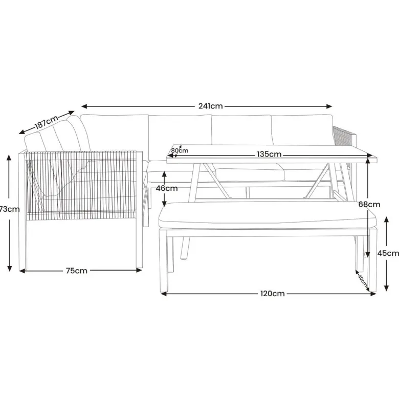 Loungeset grau Aluminium