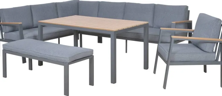 Loungeset Rhodos grau Aluminium