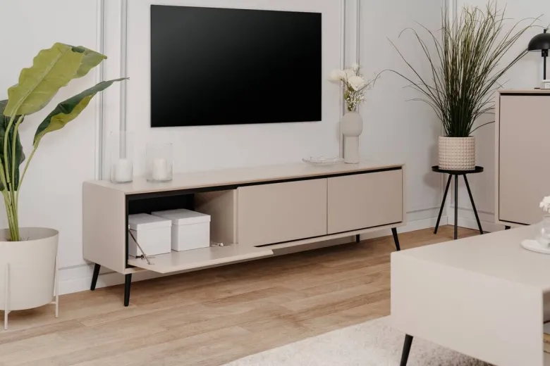 Lowboard Arona sand schwarz B/H/T: ca. 175x50x38 cm