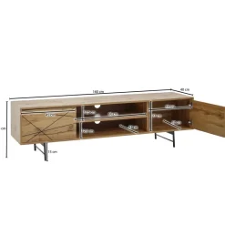 Lowboard Eiche Nachbildung schwarz pulverbeschichtet B/H/T: ca. 160x45x40 cm