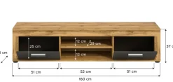 Lowboard Jam Eiche Wotan Nachbildung grau B/H/T: ca. 160x37x40 cm