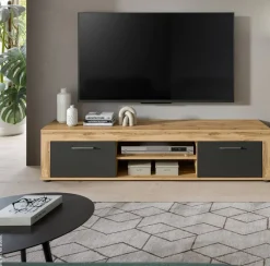 Lowboard Jam Eiche Wotan Nachbildung grau B/H/T: ca. 160x37x40 cm