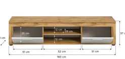 Lowboard Jam Eiche Wotan Nachbildung weiß B/H/T: ca. 160x37x40 cm
