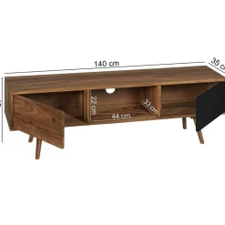 Lowboard natur schwarz B/H/T: ca. 140x45x35 cm