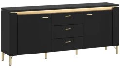 Lowboard Norica schwarz matt gold Optik B/H/T: ca. 155x70x40 cm