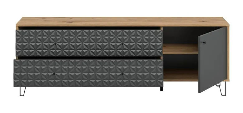 Lowboard PRISMA Artisan Oak Nachbildung anthrazit matt B/H/T: ca. 164x56x40 cm