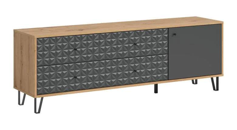 Lowboard PRISMA Artisan Oak Nachbildung anthrazit matt B/H/T: ca. 164x56x40 cm