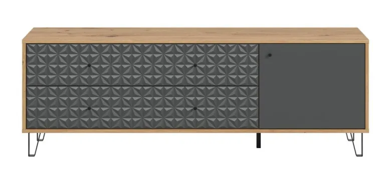 Lowboard PRISMA Artisan Oak Nachbildung anthrazit matt B/H/T: ca. 164x56x40 cm
