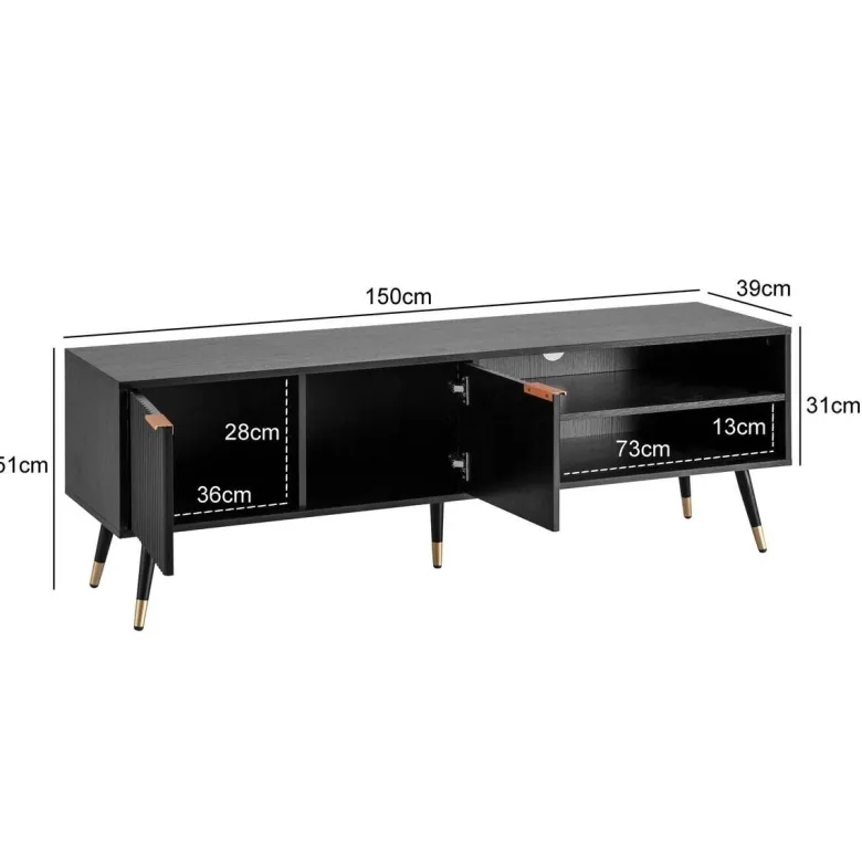 Lowboard schwarz B/H/T: ca. 150x51x39 cm