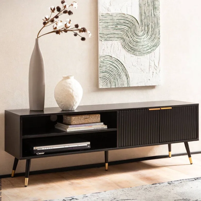 Lowboard schwarz B/H/T: ca. 150x51x39 cm