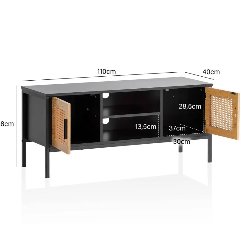 Lowboard schwarz Eiche Optik B/H/T: ca. 110x48x40 cm