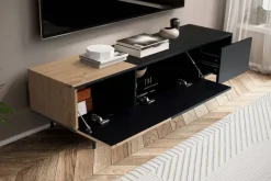 Lowboard schwarz Eiche Optik B/H/T: ca. 150x40x40 cm