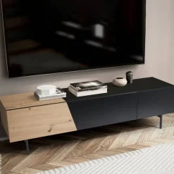 Lowboard schwarz Eiche Optik B/H/T: ca. 150x40x40 cm