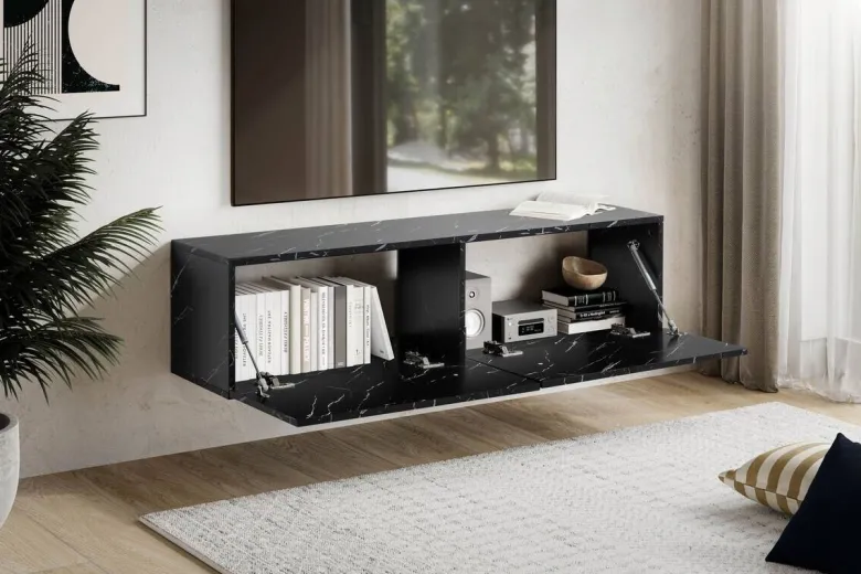 Lowboard schwarz Marmor Optik B/H/T: ca. 120x30x30 cm