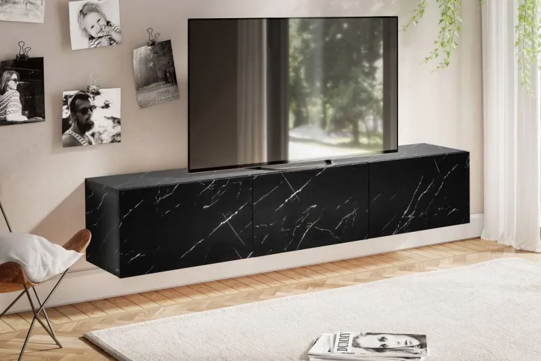 Lowboard schwarz Marmor Optik B/H/T: ca. 160x30x30 cm