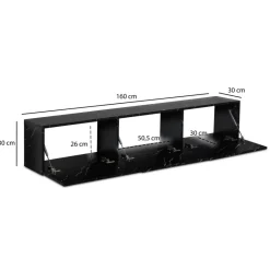 Lowboard schwarz Marmor Optik B/H/T: ca. 160x30x30 cm