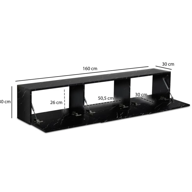 Lowboard schwarz Marmor Optik B/H/T: ca. 160x30x30 cm
