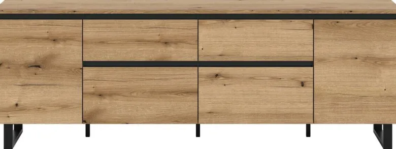 Lowboard Tomasa Evoke Oak Nachbildung schwarz B/H/T: ca. 188x65x36 cm