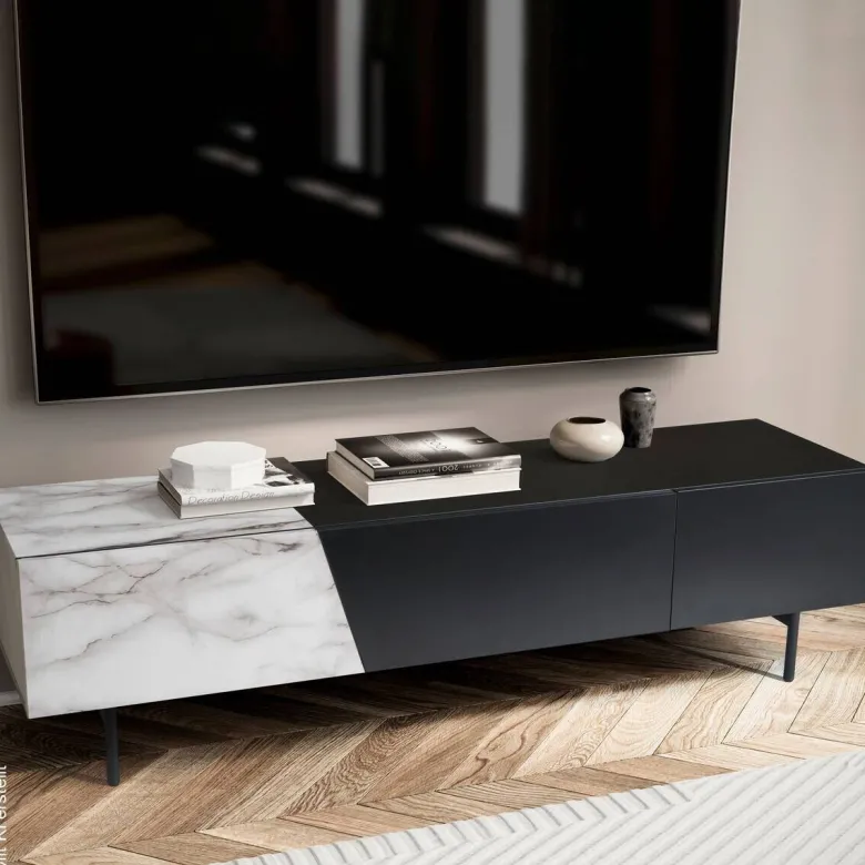 Lowboard weiß Marmor Optik B/H/T: ca. 150x40x40 cm