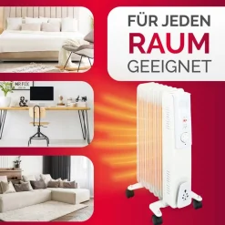 Ölradiator weiß Metall B/H/L: ca. 23,5x55x33 cm ca. 1500 W