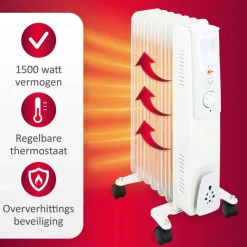 Ölradiator weiß Metall B/H/L: ca. 23,5x55x33 cm ca. 1500 W