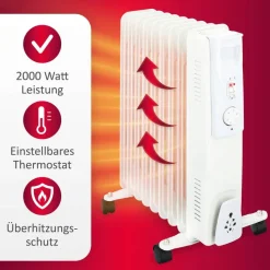 Ölradiator weiß Metall B/H/T: ca. 40x55x23,5 cm ca. 2000 W