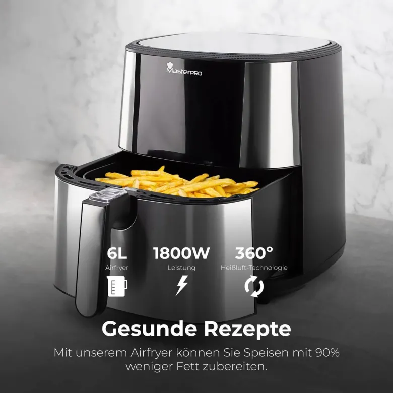 MASTERPRO Heißluftfritteuse BGMP-9167 silber Kunststoff B/H/T: ca. 36x39,5x41 cm ca. 6 l