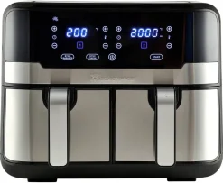 MASTERPRO Heißluftfritteuse Doppelbehälter BGMP-9178-BK silber Metall B/H/T: ca. 45x35,5x38 cm ca. 9 l