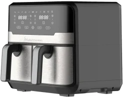 MASTERPRO Heißluftfritteuse Doppelbehälter BGMP-9178-BK silber Metall B/H/T: ca. 45x35,5x38 cm ca. 9 l