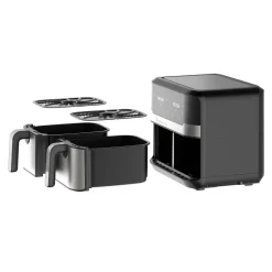 MASTERPRO Heißluftfritteuse Doppelbehälter BGMP-9178-BK silber Metall B/H/T: ca. 45x35,5x38 cm ca. 9 l