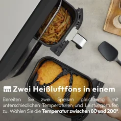 MASTERPRO Heißluftfritteuse Doppelbehälter BGMP-9178-BK silber Metall B/H/T: ca. 45x35,5x38 cm ca. 9 l