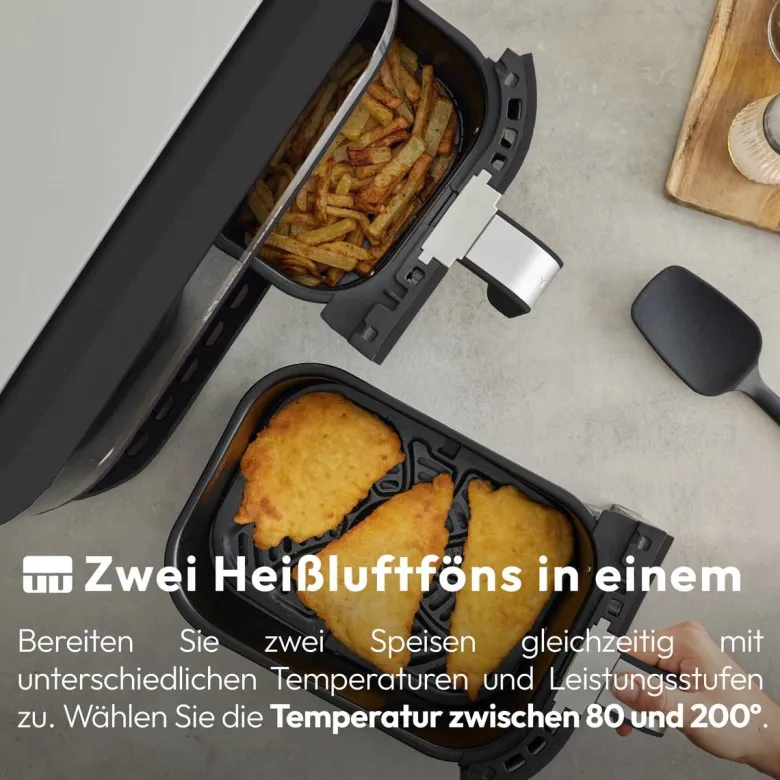 MASTERPRO Heißluftfritteuse Doppelbehälter BGMP-9178-BK silber Metall B/H/T: ca. 45x35,5x38 cm ca. 9 l