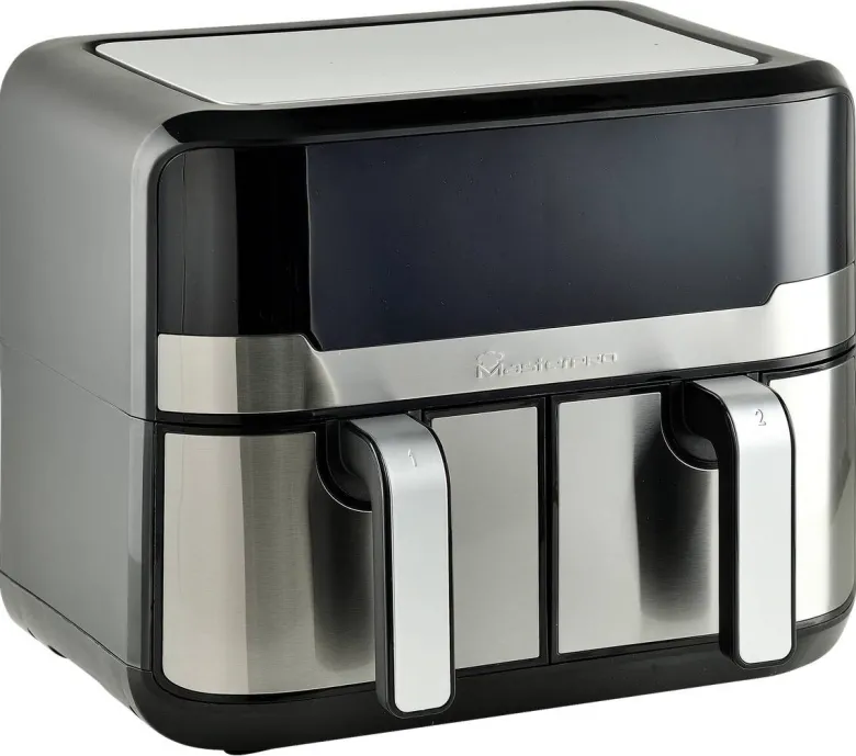 MASTERPRO Heißluftfritteuse Doppelbehälter BGMP-9178-BK silber Metall B/H/T: ca. 45x35,5x38 cm ca. 9 l