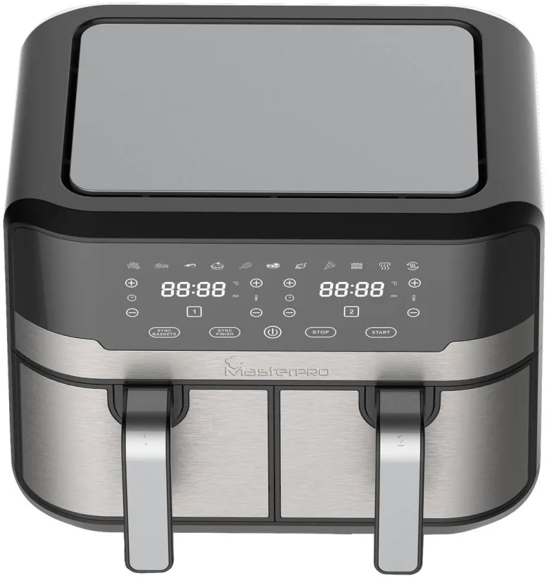 MASTERPRO Heißluftfritteuse Doppelbehälter BGMP-9178-BK silber Metall B/H/T: ca. 45x35,5x38 cm ca. 9 l