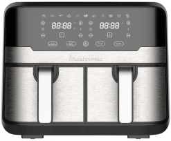 MASTERPRO Heißluftfritteuse Doppelbehälter BGMP-9178-BK silber Metall B/H/T: ca. 45x35,5x38 cm ca. 9 l