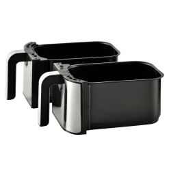 MASTERPRO Heißluftfritteuse Doppelbehälter BGMP-9178-BK silber Metall B/H/T: ca. 45x35,5x38 cm ca. 9 l