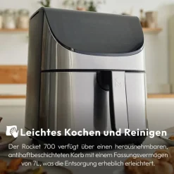 MASTERPRO Heißluftfritteuse BGMP-9309 Rocket silber Kunststoff B/H/T: ca. 42x78x39,5 cm ca. 7,5 l