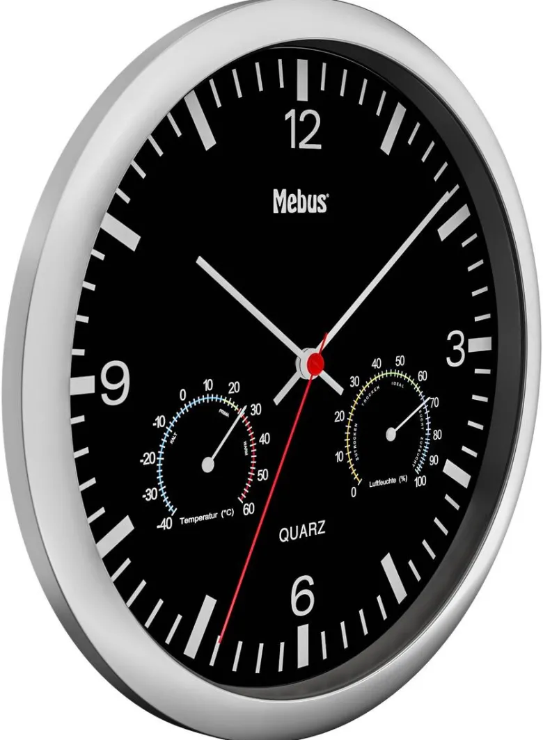 Mebus Wanduhr schwarz D: ca. 25 cm