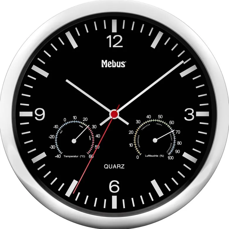 Mebus Wanduhr schwarz D: ca. 25 cm