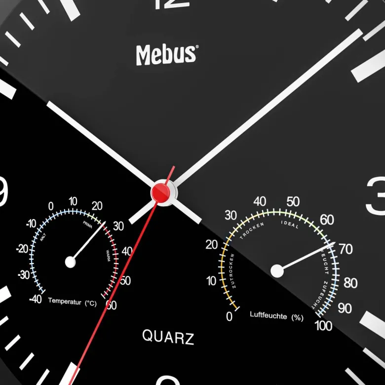 Mebus Wanduhr schwarz D: ca. 25 cm